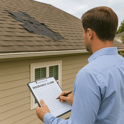 Roof insurance claim inspection with clipboard Santa Monica